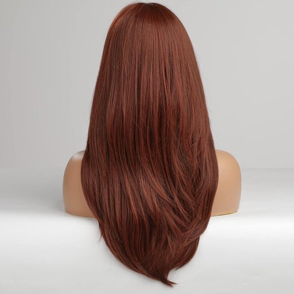 Auburn Red Wigs with Bangs, Copper Red Wigs for Women, Shoulder Length Synthetic - Picture 4 of 6
